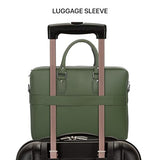 Vaku Luxos® Ramona 15 Inch Laptop Bag Leather Collection Messenger Organizer Shoulder Sling Office Bag for Men & Women With Adjustable Strap for Laptop and MacBook up to 15" (Green)