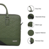 Vaku Luxos® Ramona 15 Inch Laptop Bag Leather Collection Messenger Organizer Shoulder Sling Office Bag for Men & Women With Adjustable Strap for Laptop and MacBook up to 15" (Green)
