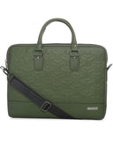 Vaku Luxos® Ramona 15 Inch Laptop Bag Leather Collection Messenger Organizer Shoulder Sling Office Bag for Men & Women With Adjustable Strap for Laptop and MacBook up to 15" (Green)