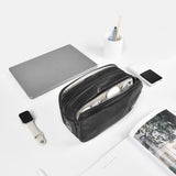 WIWU Salem Pouch Fingerprint Lock Leather Bag, Black