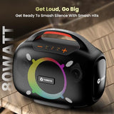 Toreto Smash -2 Boombox 80W Wireless Portable Party Speaker with Bluetooth 5.3 | Dazzling RGB Light, Support TWS/USB/TF Card/AUX Input/Rechargable Wireless Mic (Black)