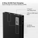 boAt EnergyShroom PB300 Air 10000 mAh 22.5W Pocket Size Power Bank with Compact and Lightweight Design, LED Battery Display, 12 Layer Smart IC Protection & Smart Power Management(Carbon Black)