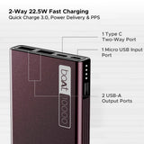 boAt EnergyShroom PB300 Air 10000 mAh 22.5W Pocket Size Power Bank with Compact and Lightweight Design, LED Battery Display, 12 Layer Smart IC Protection & Smart Power Management(Carbon Black)