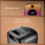 boAt PartyPal 63 Pro Bluetooth Speaker with 30 W Signature Sound, Customizable RGB LEDs, Wireless Mic, Upto 8 hrs Playback, BTv5.3, TWS Mode, Bass Boost, AUX & Port(Midnight Black)