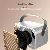 Toreto Retromini Wireless Bluetooth Speaker 14watt with Dual Wireless Karaoke Mic | Fast Charging | Voice Changing Feature | Deep Bass I USB I TWS I Aux I Outdoor Speaker | Carrying Strap