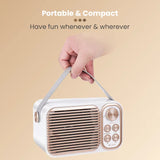 Toreto Retromini Wireless Bluetooth Speaker 14watt with Dual Wireless Karaoke Mic | Fast Charging | Voice Changing Feature | Deep Bass I USB I TWS I Aux I Outdoor Speaker | Carrying Strap