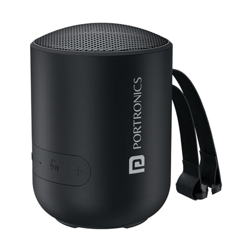 Portronics Soundpot 20W Wireless Bluetooth Portable Speaker with 360° immersive Sound, Upto 6 Hours Playtime, in Built Mic, TWS Mode, Easy Control, Strong Lanyard, Type C Fast Charging(Black)