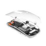 WIWU Tri-Mode Wireless Mouse USB C Rechargeable, Transparent Design, Silent Click USB Receiver & Type C Adapter - Ergonomic for Computer, Laptop - Stylish & Efficient (Crystal Grey) (Crystal Grey)