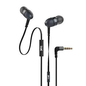 boAt BassHeads 220 in-Ear Super Extra Bass Wired Headphones, with Mic (Black)
