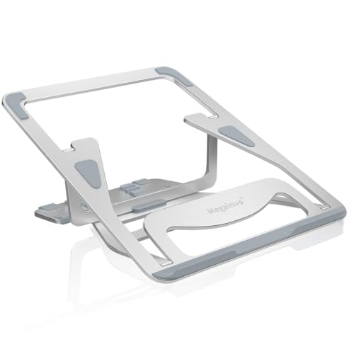 WIWU S100 Aluminum Laptop Stand, Ergonomic Detachable Computer Stand, Riser Holder Notebook Stand 10-16"" Laptops, Silver | 5 Heights of Adjustment Level