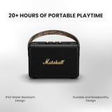 Marshall Kilburn II Portable Bluetooth Speaker with 20+ Hours of Portable Playtime, (360° Sound), Water-Resistant (IPX2) Black & Brass.