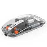 WIWU Tri-Mode Wireless Mouse USB C Rechargeable, Transparent Design, Silent Click USB Receiver & Type C Adapter - Ergonomic for Computer, Laptop - Stylish & Efficient (Crystal Grey) (Crystal Grey)
