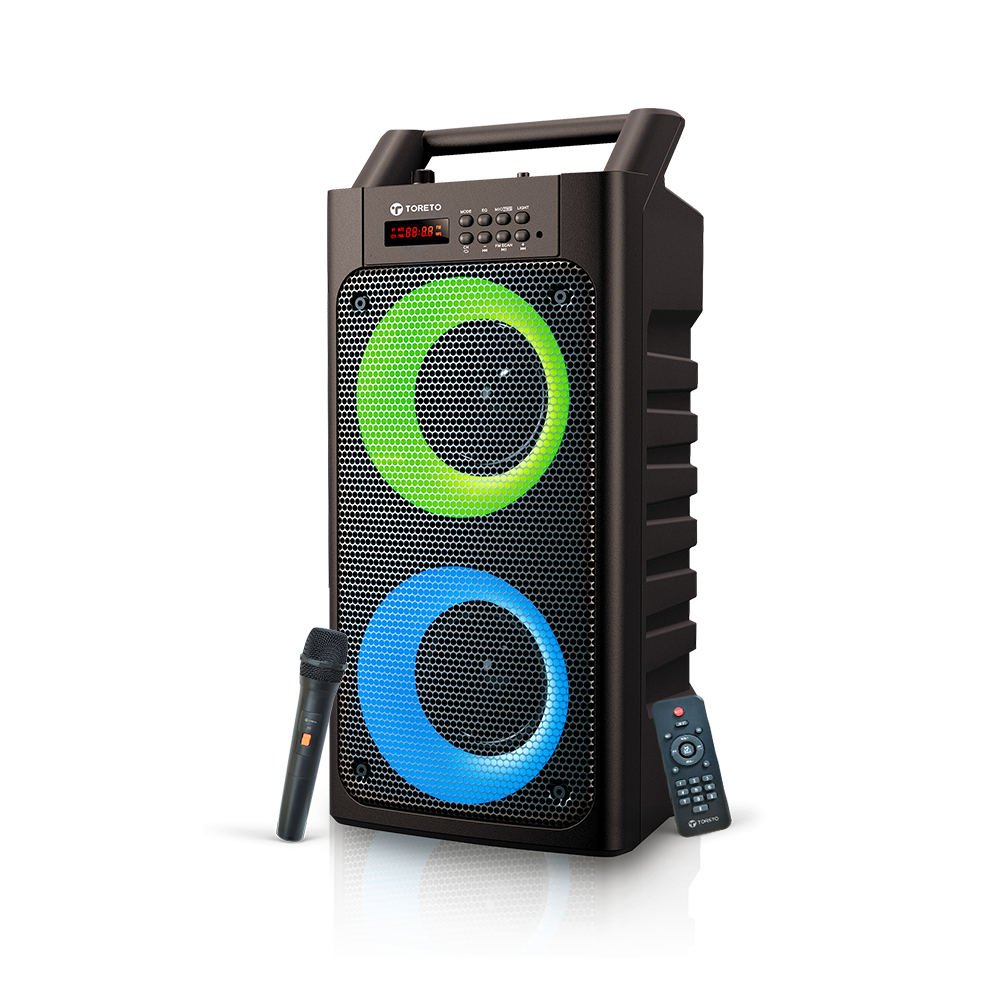 Toreto Party 30 with Karaoke Mic, RGB Light Support USB & SD Card, Aux, 5 Hr Playtime 30 W Bluetooth Party Speake