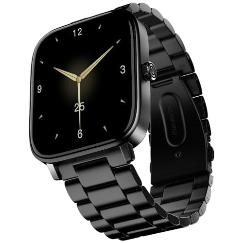 Noise New Macro Smart Watch with 2.0” HD Display,Metallic Finish BT Calling, Functional Crown, 7 Days Battery Life, Sleep Tracking, 200+ Watch Faces (Elite Black)