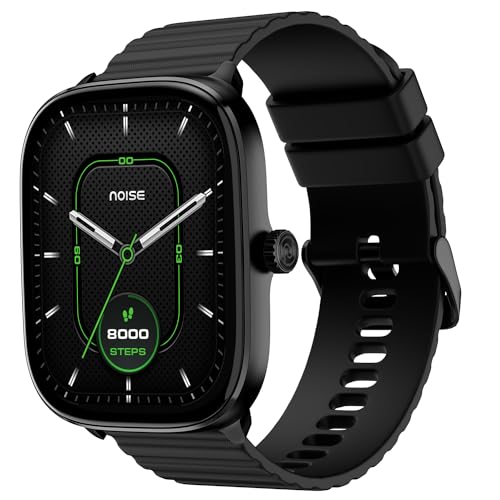 Noise New Macro Smart Watch with 2.0” HD Display,Metallic Finish BT Calling, Functional Crown, 7 Days Battery Life, Sleep Tracking, 200+ Watch Faces (Elite Black)