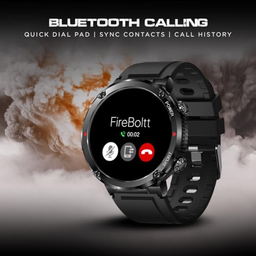Fire-Boltt Armour, Sporty Rugged Outdoor Smart Watch with a 1.6" High-Resolution HD Display, Shockproof Metal Body, Bluetooth Calling 600 mAh Battery