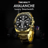 Fire-Boltt Avalanche Luxury Watch, Bluetooth Calling Smart Watch with 1.28” HD Display, 2 Button Pushers, Voice Assistance, Multiple Sports Modes, Health Suite, IP67 Resistance (Gold Black)
