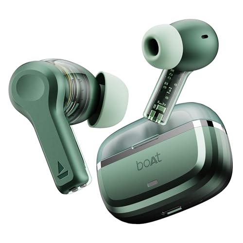 boAt Nirvana Space Truly Wireless in-Ear Earbuds w/ 360º Spatial Audio, ANC (~32dB),100HRS Playback,4 Mics w/AI-ENx™,in-Ear Detection,DLC Drivers, Multipoint Connectivity Ear Buds TWS (Cosmic Black)