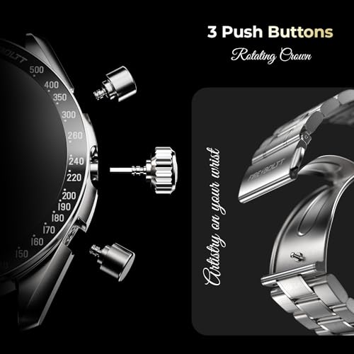 Fire-Boltt Moonwatch 36.3mm (1.43 inch) AMOLED Display, Wireless Charging, Metallic Frame, Stainless Steel Luxury Straps, Complete Health Suite, Bluetooth Calling, Sports Modes