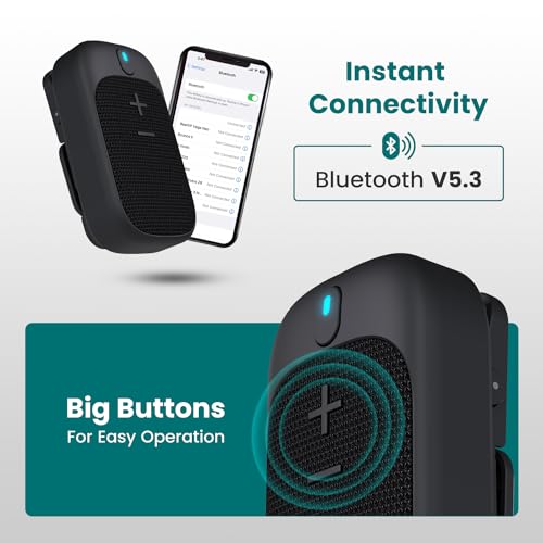 Portronics Talk Four 2W Wearable Bluetooth Speaker with Mic, Magnetic/Spring Clip-On, Upto 10Hours Playtime, IPX5 Water/Dust Resistant, Bluetooth 5.3v, Big Buttons, Portable Speaker with Microphone