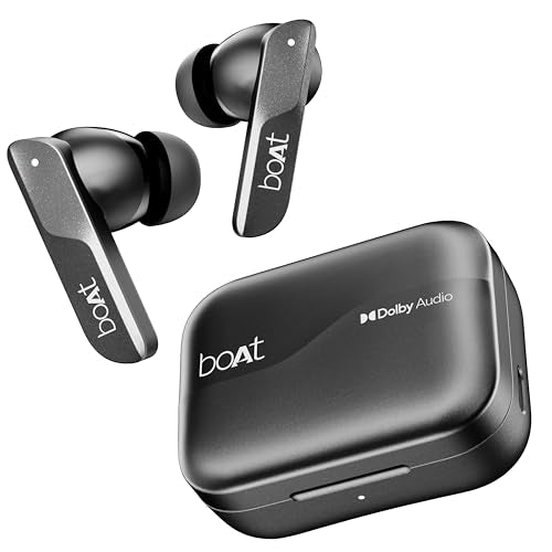 boAt Airdopes 800 True Wireless in Ear Ear Buds w/Dolby Audio, Adaptive EQ by Mimi, 40 Hours Playback, 4 Mics w/AI-ENx™, in-Ear Detection & Hearables App Support