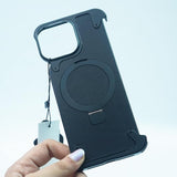 CASE CLUB Back Cover Case for iPhone 15 Pro Max Soft Flexible Shockproof Protective Pivot Metal Matte Armor Kickstand Case