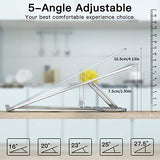 WIWU S100 Aluminum Laptop Stand, Ergonomic Detachable Computer Stand, Riser Holder Notebook Stand 10-16"" Laptops, Silver | 5 Heights of Adjustment Level