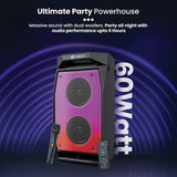 Toreto Evolve Pro 60Watt Wireless Bluetooth Party Speaker with Karaoke Mic, HD Bass, EQ Modes, TWS, Dynamic RGB Lights, mic Input, BT 5.3v, AUX in, Type C Charging  