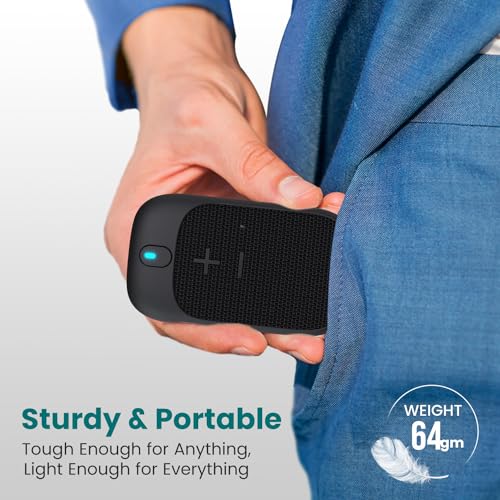 Portronics Talk Four 2W Wearable Bluetooth Speaker with Mic, Magnetic/Spring Clip-On, Upto 10Hours Playtime, IPX5 Water/Dust Resistant, Bluetooth 5.3v, Big Buttons, Portable Speaker with Microphone