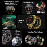 Fire-Boltt Moonwatch 36.3mm (1.43 inch) AMOLED Display, Wireless Charging, Metallic Frame, Stainless Steel Luxury Straps, Complete Health Suite, Bluetooth Calling, Sports Modes