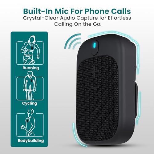 Portronics Talk Four 2W Wearable Bluetooth Speaker with Mic, Magnetic/Spring Clip-On, Upto 10Hours Playtime, IPX5 Water/Dust Resistant, Bluetooth 5.3v, Big Buttons, Portable Speaker with Microphone