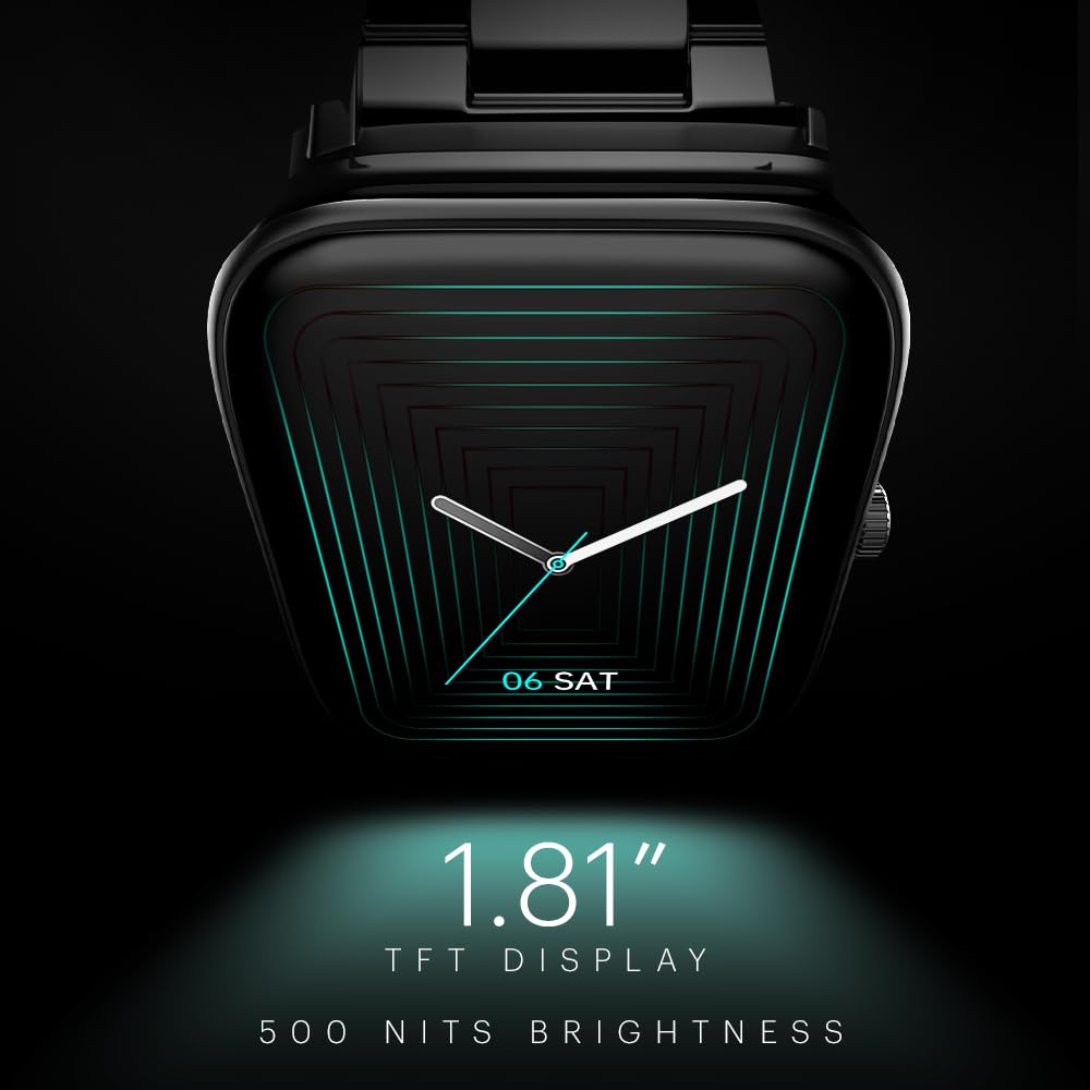 Noise New Macro Smart Watch with 2.0” HD Display,Metallic Finish BT Calling, Functional Crown, 7 Days Battery Life, Sleep Tracking, 200+ Watch Faces (Elite Black)
