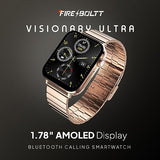 Fire-Boltt Visionary Ultra 1.78" AMOLED, Stainless Steel Luxury Smart Watch, Bluetooth Calling with Rotating Crown, 100+ Sports Mode, TWS Connection (Gold)