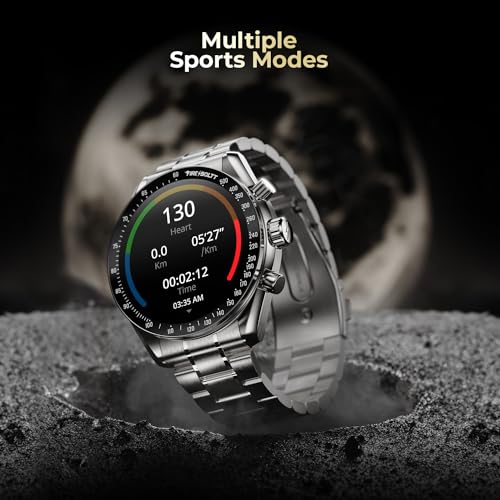 Fire-Boltt Moonwatch 36.3mm (1.43 inch) AMOLED Display, Wireless Charging, Metallic Frame, Stainless Steel Luxury Straps, Complete Health Suite, Bluetooth Calling, Sports Modes