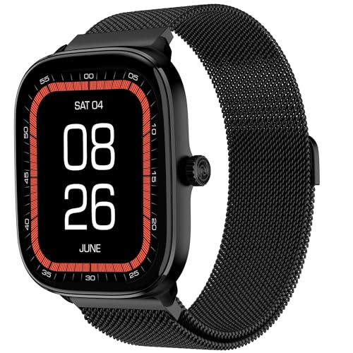 Noise New Macro Smart Watch with 2.0” HD Display,Metallic Finish BT Calling, Functional Crown, 7 Days Battery Life, Sleep Tracking, 200+ Watch Faces (Elite Black)