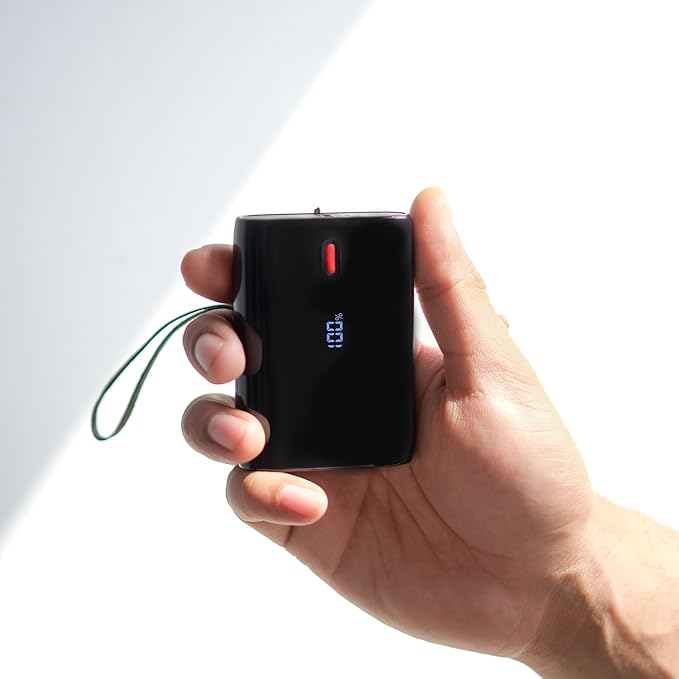 boAt EnergyShroom PB300 Air 10000 mAh 22.5W Pocket Size Power Bank with Compact and Lightweight Design, LED Battery Display, 12 Layer Smart IC Protection & Smart Power Management(Carbon Black)