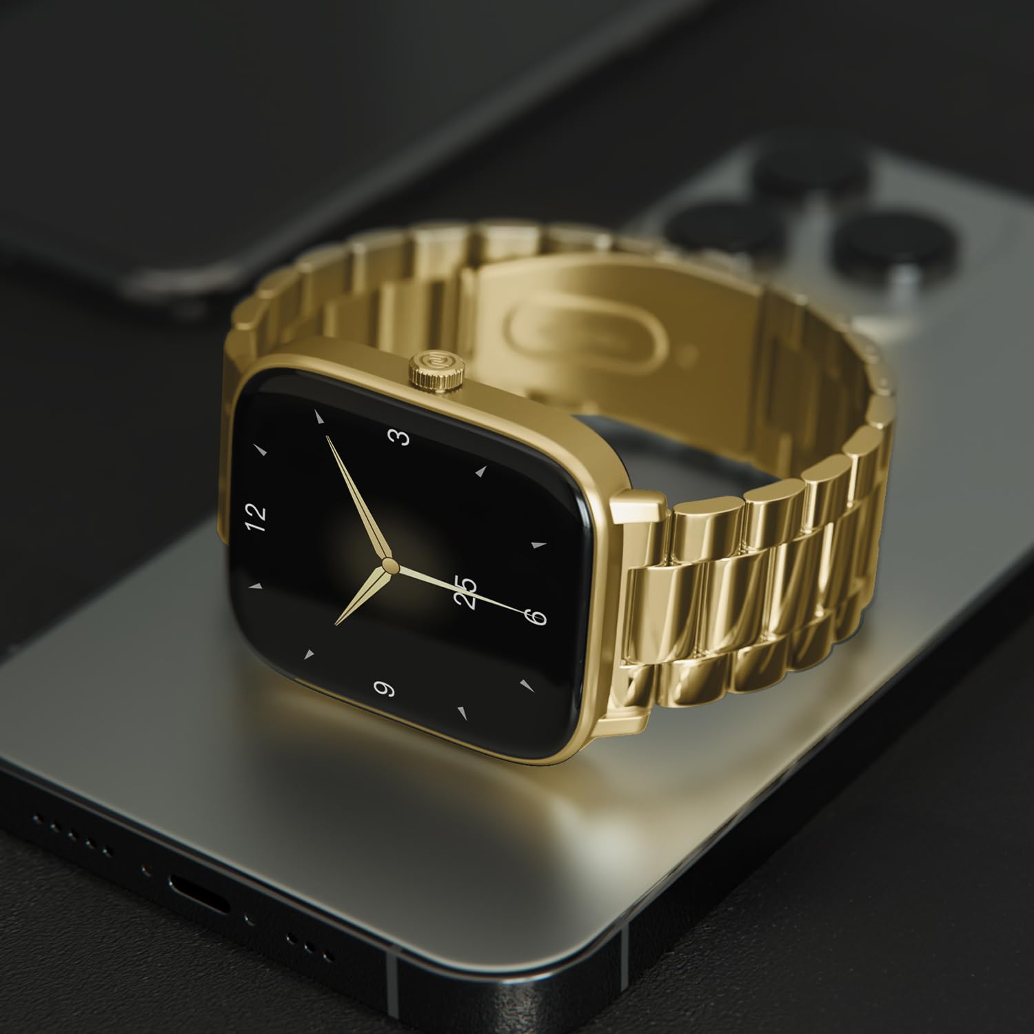 Noise New Macro Smart Watch with 2.0” HD Display,Metallic Finish BT Calling, Functional Crown, 7 Days Battery Life, Sleep Tracking, 200+ Watch Faces (Elite Black)
