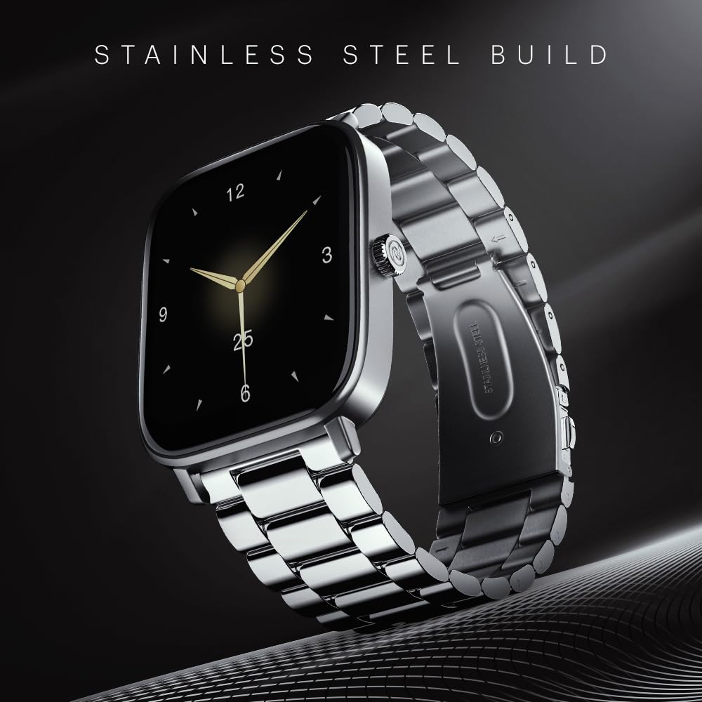 Noise New Macro Smart Watch with 2.0” HD Display,Metallic Finish BT Calling, Functional Crown, 7 Days Battery Life, Sleep Tracking, 200+ Watch Faces (Elite Black)