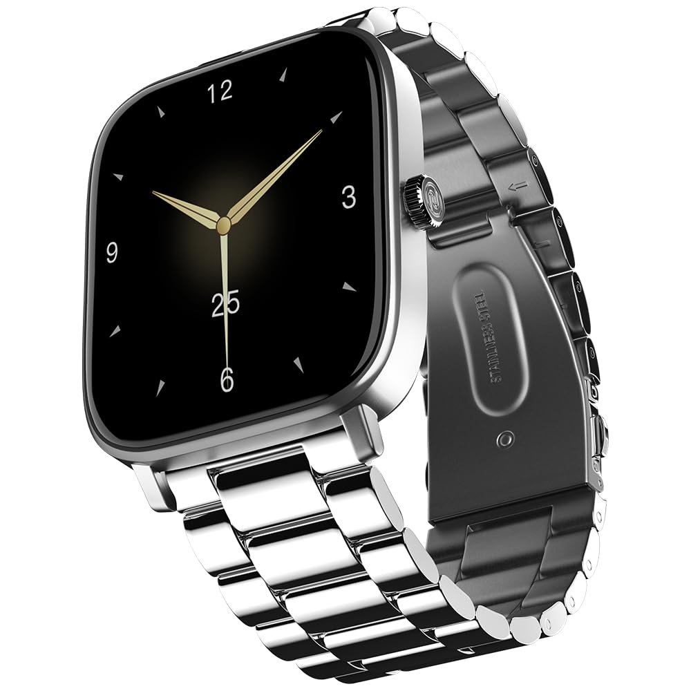 Noise New Macro Smart Watch with 2.0” HD Display,Metallic Finish BT Calling, Functional Crown, 7 Days Battery Life, Sleep Tracking, 200+ Watch Faces (Elite Black)