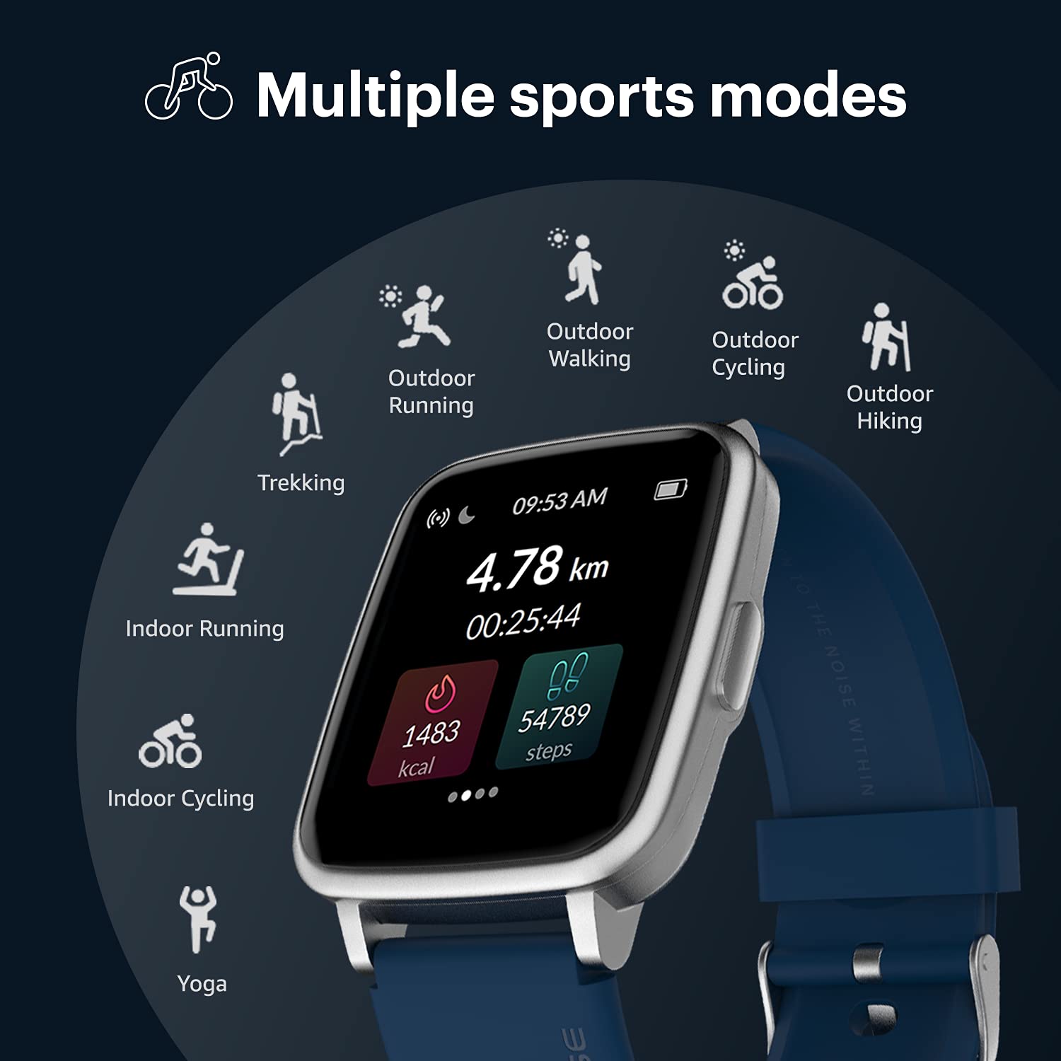 Noise New Macro Smart Watch with 2.0” HD Display,Metallic Finish BT Calling, Functional Crown, 7 Days Battery Life, Sleep Tracking, 200+ Watch Faces (Elite Black)