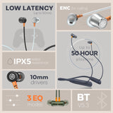 Noise Airwave Bluetooth in Ear Neckband with 50H of Playtime, 3 EQ Modes, ENC for Calling, Low Latency(Upto 50ms), 10mm Driver, BT v5.3(Jet Black)