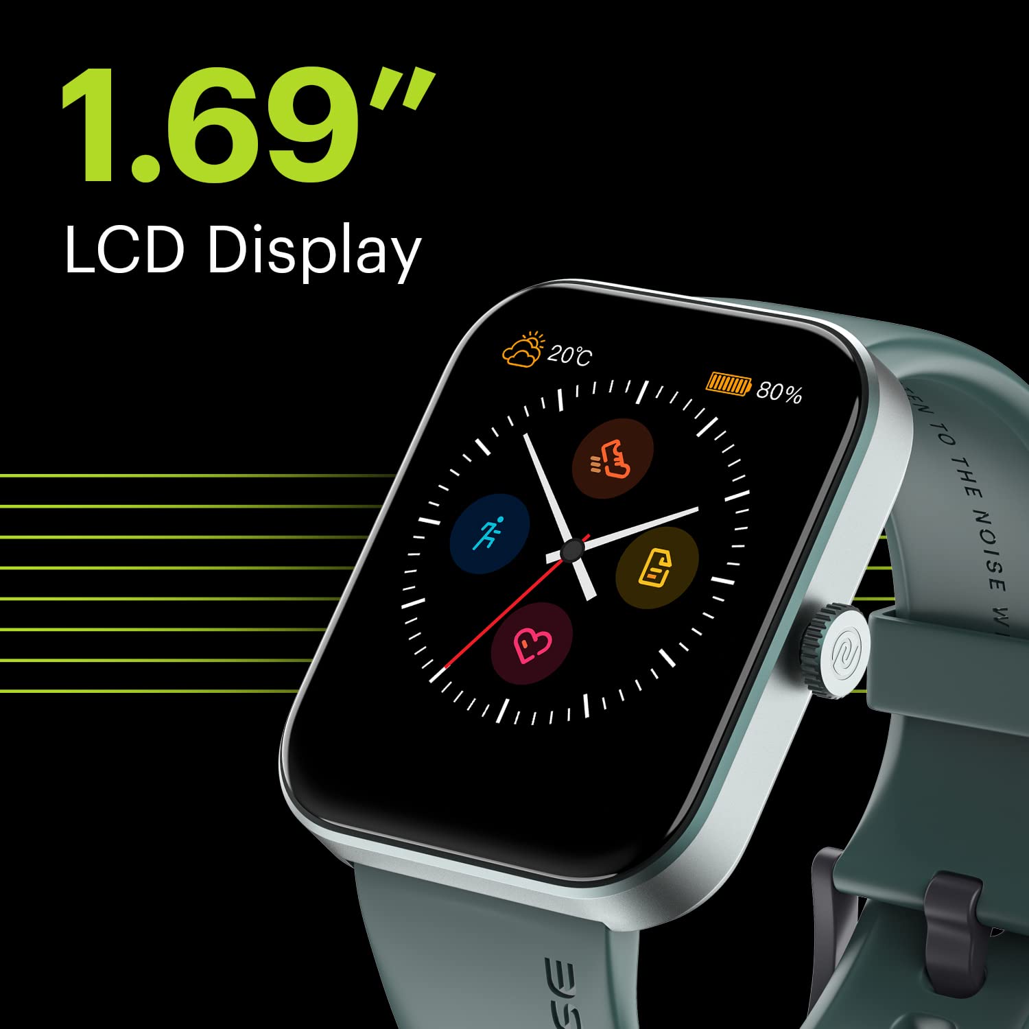 Noise New Macro Smart Watch with 2.0” HD Display,Metallic Finish BT Calling, Functional Crown, 7 Days Battery Life, Sleep Tracking, 200+ Watch Faces (Elite Black)