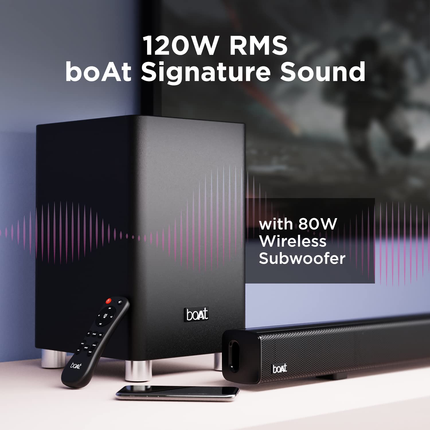 boAt Aavante Bar 4000DA with Dolby Atmos 3D 200 W Bluetooth Soundbar (Premium Black, 2.1 Channel)