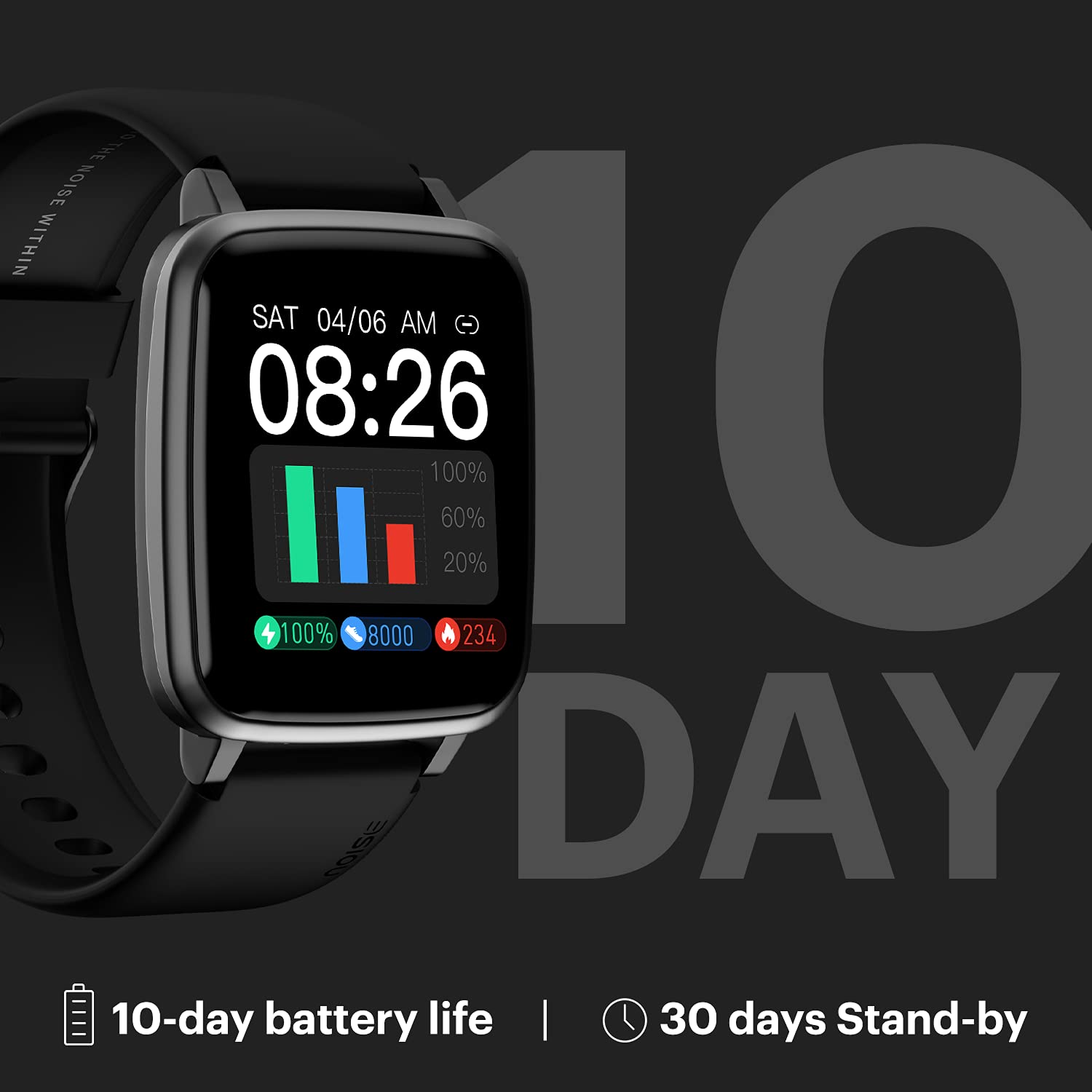 Noise New Macro Smart Watch with 2.0” HD Display,Metallic Finish BT Calling, Functional Crown, 7 Days Battery Life, Sleep Tracking, 200+ Watch Faces (Elite Black)
