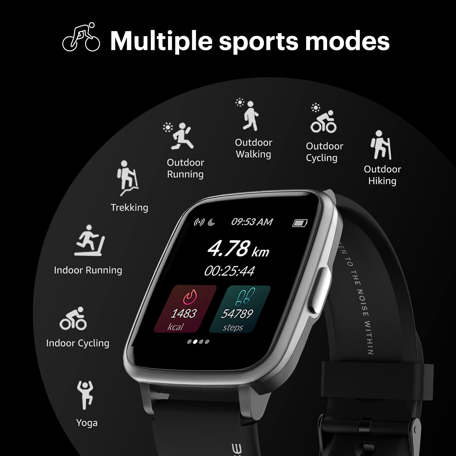 Noise New Macro Smart Watch with 2.0” HD Display,Metallic Finish BT Calling, Functional Crown, 7 Days Battery Life, Sleep Tracking, 200+ Watch Faces (Elite Black)