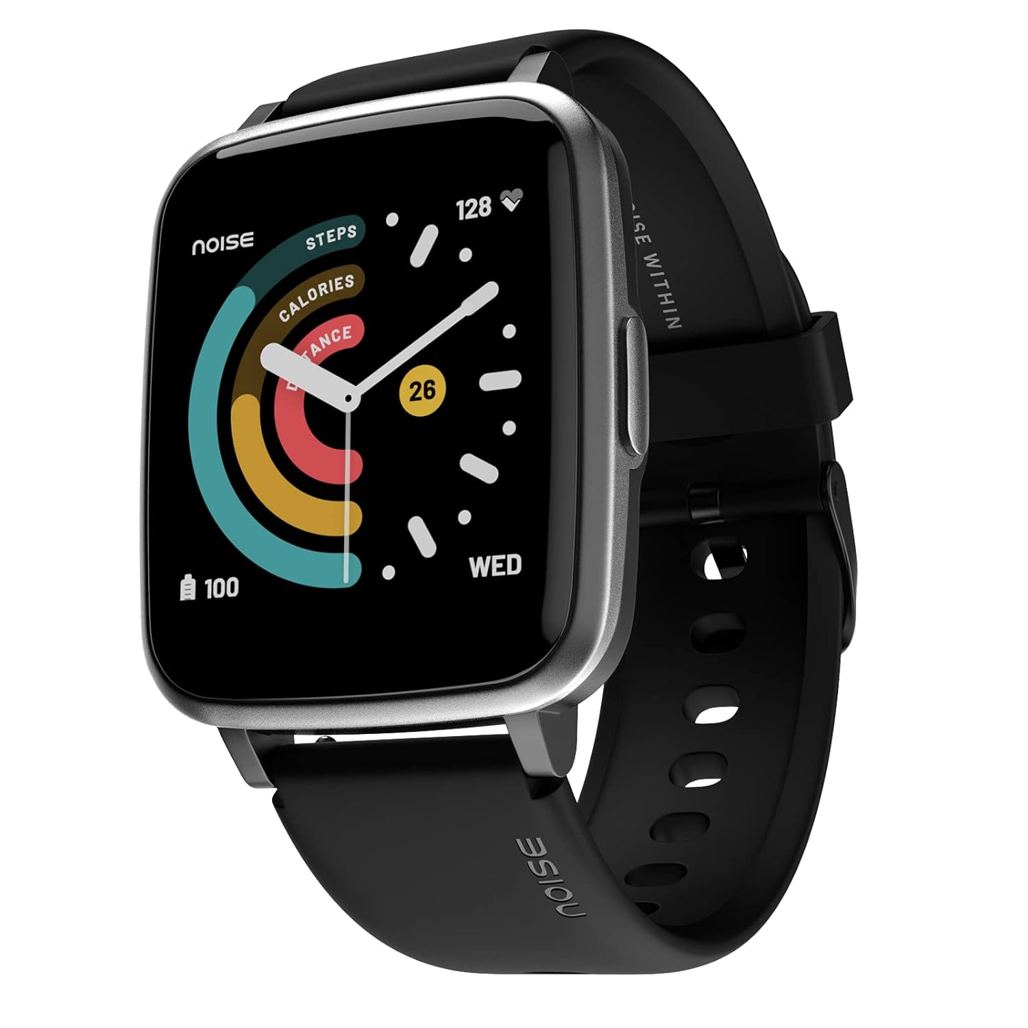 Noise New Macro Smart Watch with 2.0” HD Display,Metallic Finish BT Calling, Functional Crown, 7 Days Battery Life, Sleep Tracking, 200+ Watch Faces (Elite Black)