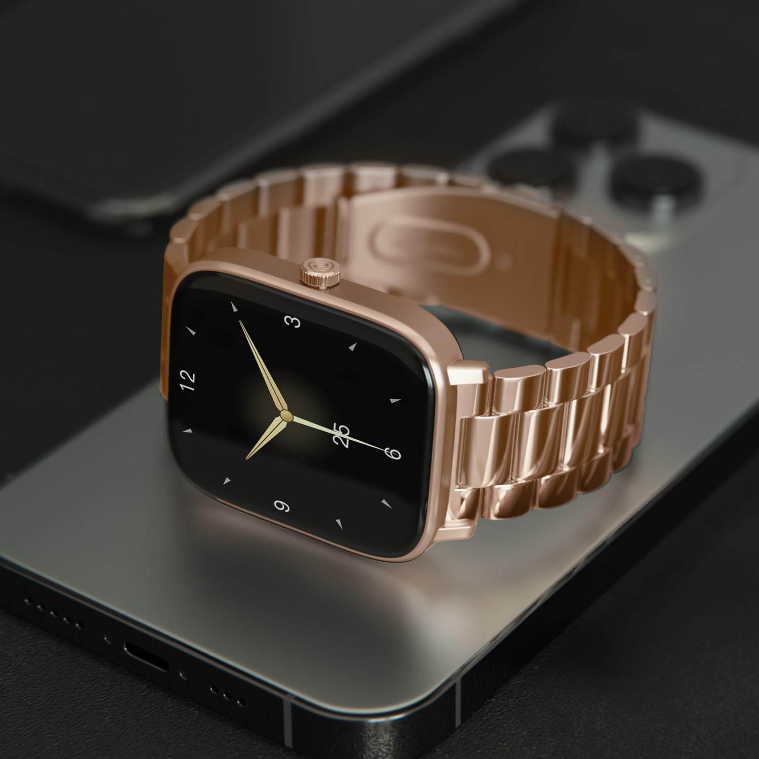 Noise New Macro Smart Watch with 2.0” HD Display,Metallic Finish BT Calling, Functional Crown, 7 Days Battery Life, Sleep Tracking, 200+ Watch Faces (Elite Black)