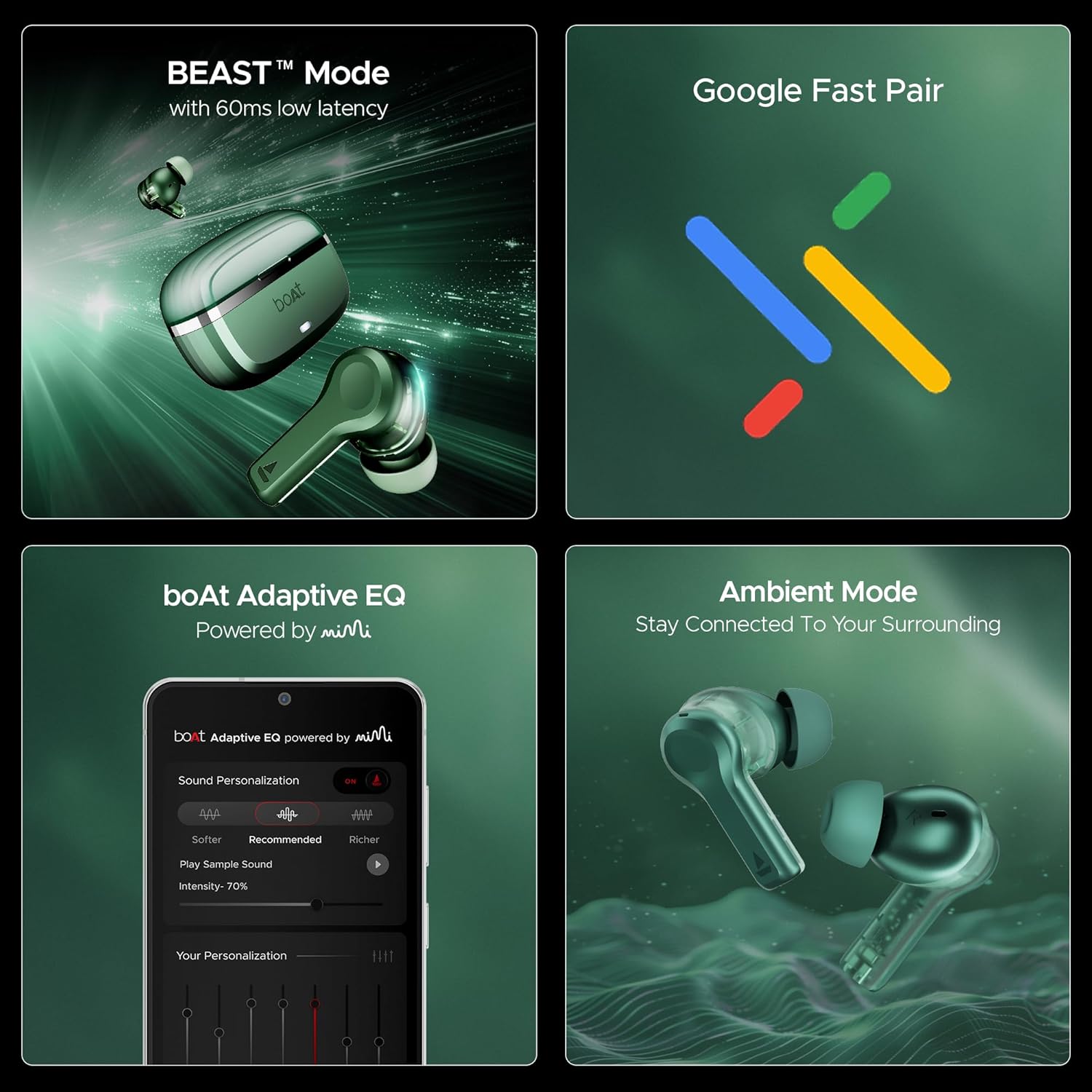 boAt Nirvana Space Truly Wireless in-Ear Earbuds w/ 360º Spatial Audio, ANC (~32dB),100HRS Playback,4 Mics w/AI-ENx™,in-Ear Detection,DLC Drivers, Multipoint Connectivity Ear Buds TWS (Cosmic Black)