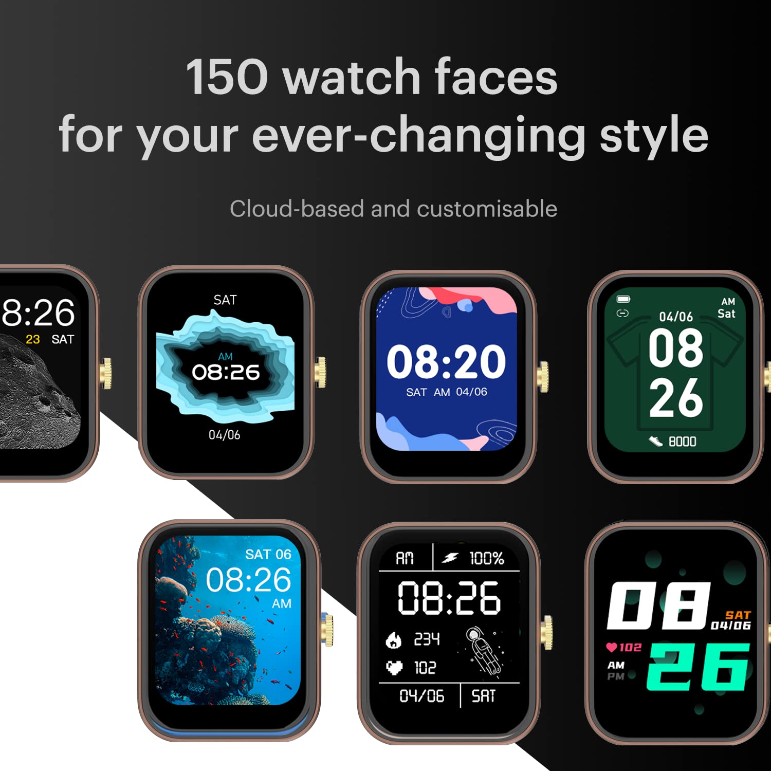 Noise New Macro Smart Watch with 2.0” HD Display,Metallic Finish BT Calling, Functional Crown, 7 Days Battery Life, Sleep Tracking, 200+ Watch Faces (Elite Black)