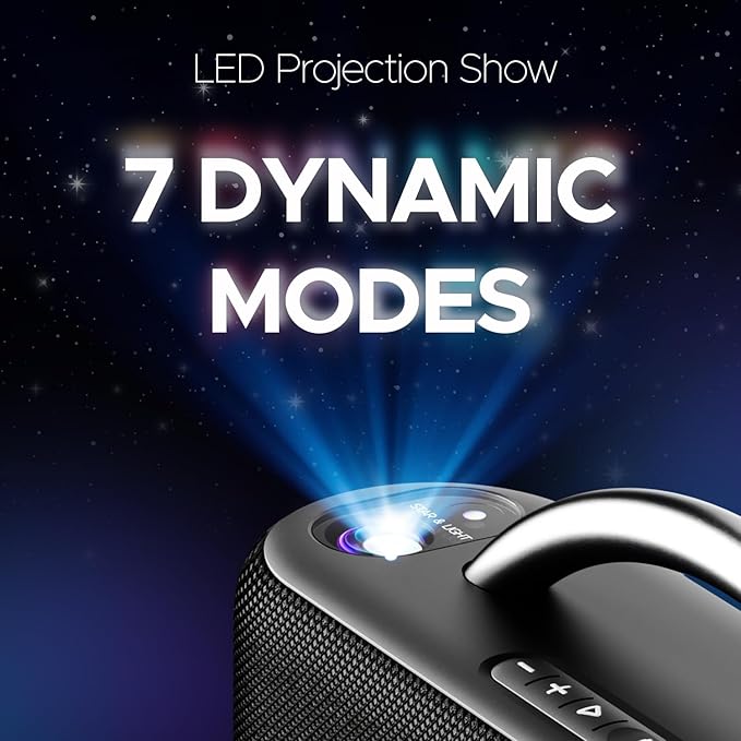 boAt Stone Lumos 60W Bluetooth Speaker w/ 7 LED Projection Modes, Hearables App Support, Dual EQs, Up to 9hrs of Playtime, TWS Feature, Built-in Mic, BT v5.3
